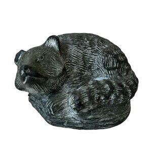 Vintage Wolf Originals Soapstone Raccoon Figurine Hand Made in Canada